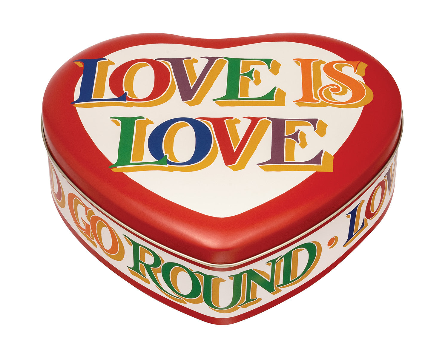 Emma Bridgewater Brighter World 'Love Is Love' Large Heart Tin