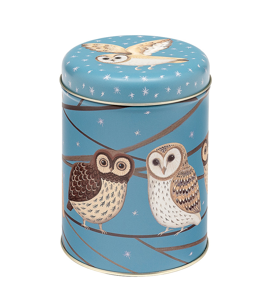 Owls Round Caddy Tin