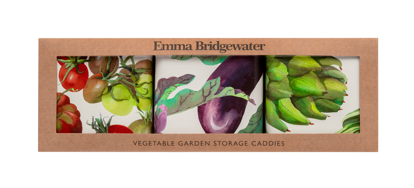 Emma Bridgewater Dig In The Garden Square Canister Tin Pack Of 3 Boxed