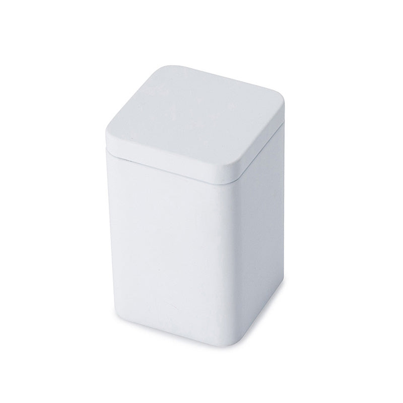 Matte White Small Square Plug Lid Tin