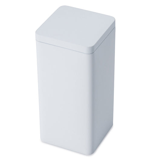 Matte White Tall Square Plug Lid Tin