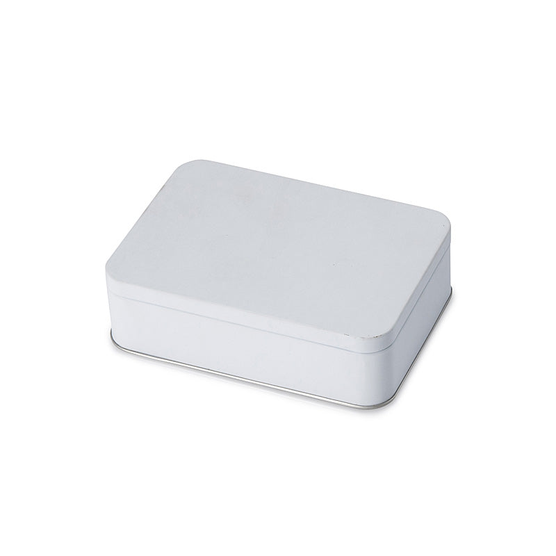 Matte White Small Rectangle Plug Lid Tin