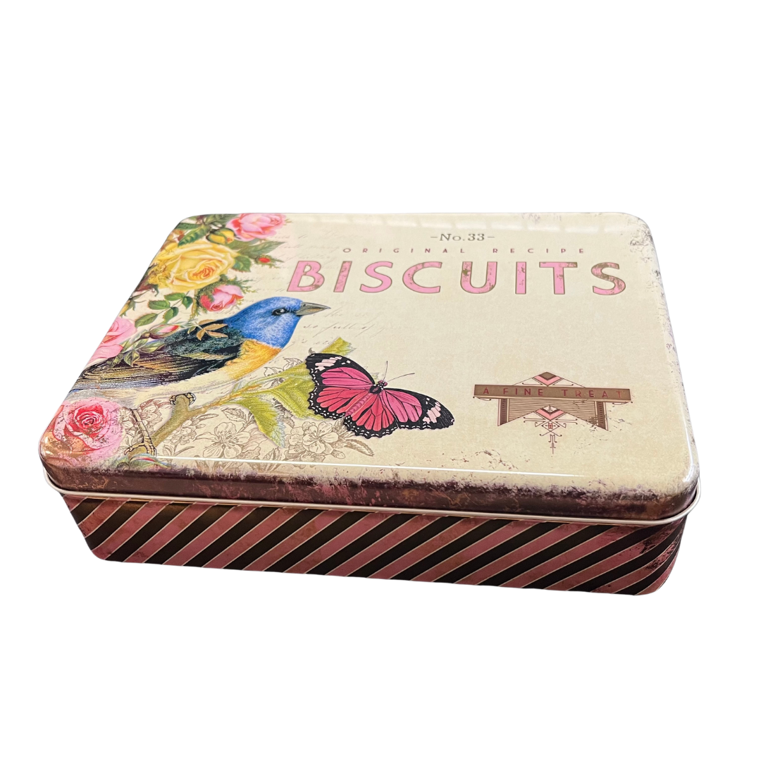 Nostalgic Bird & Butterfly Biscuits Rectangle Tin