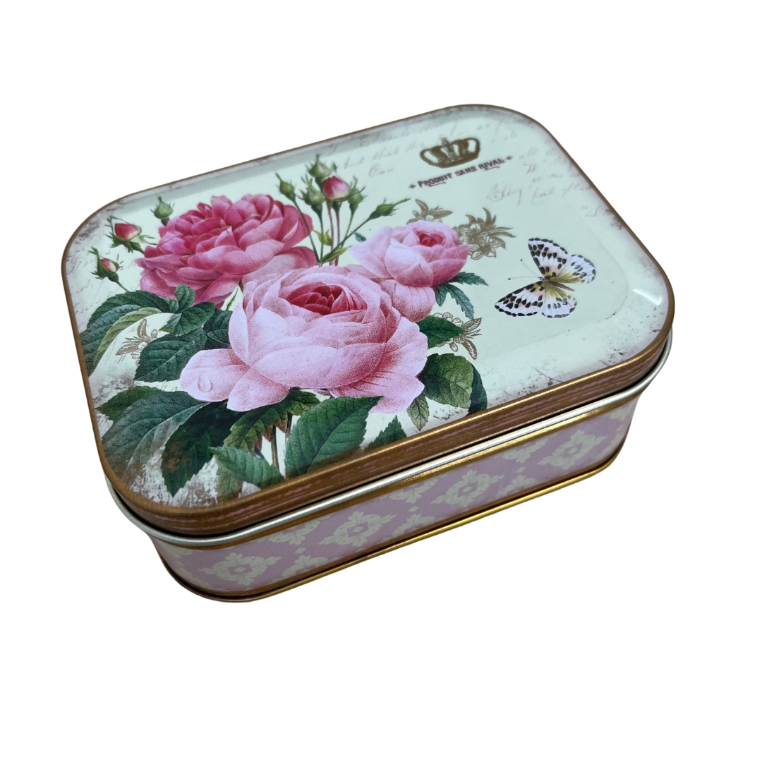 Nostalgic Roses Small Shallow Rectangle Tin