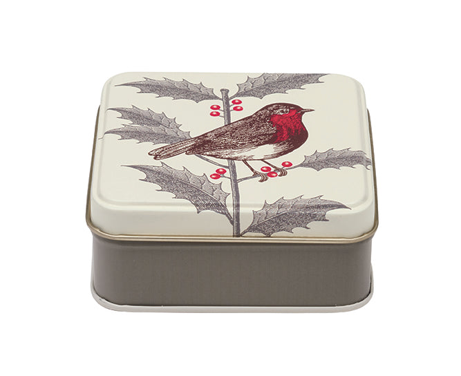 Thornback & Peel Robin & Holly Square Tin