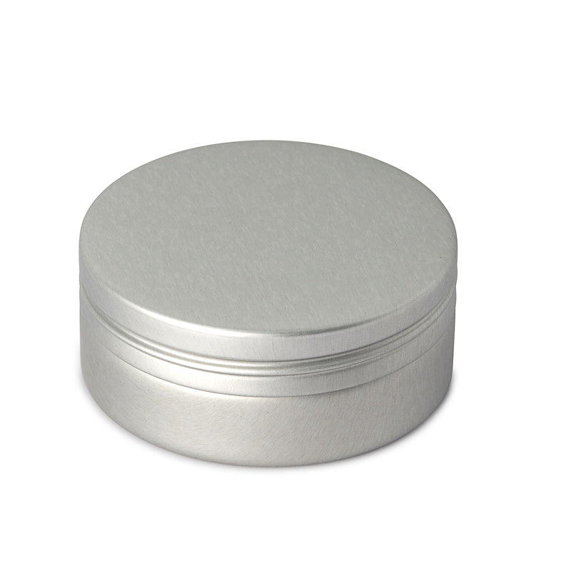 Matte Silver Small Round Screw Top Tin