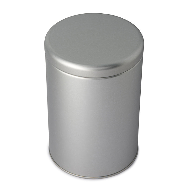 Matte Silver Cylinder Plastic Ring Tin