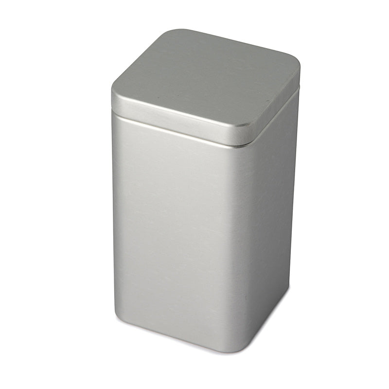 Matte Silver Small Square Plug Lid Tin