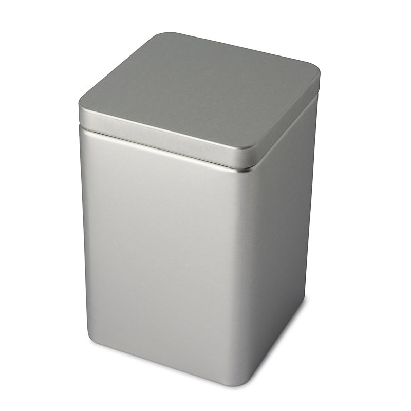 Matte Silver Large Square Plug Lid Tin