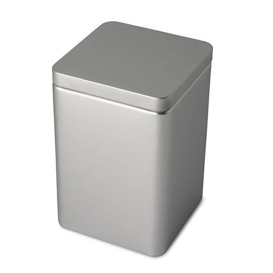 Matte Silver Large Square Plug Lid Tin