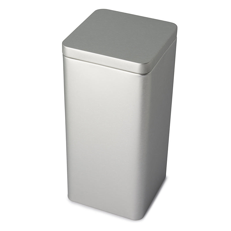 Matte Silver Tall Square Plug Lid Tin